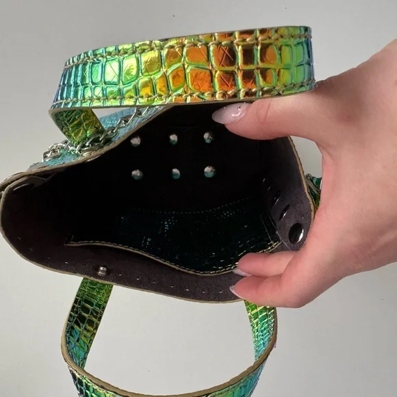 Iridescent Croc-Embossed mini Handbag - Picture 3 of 5